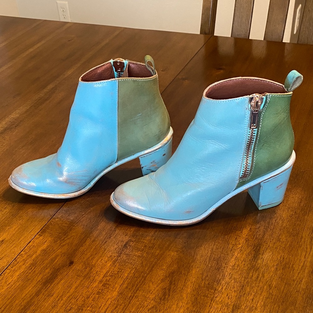 Rare Miista Blue and Green Ankle Boots